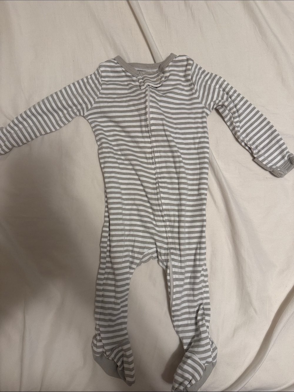 cloud island Gray and White Striped Footed One-Piece